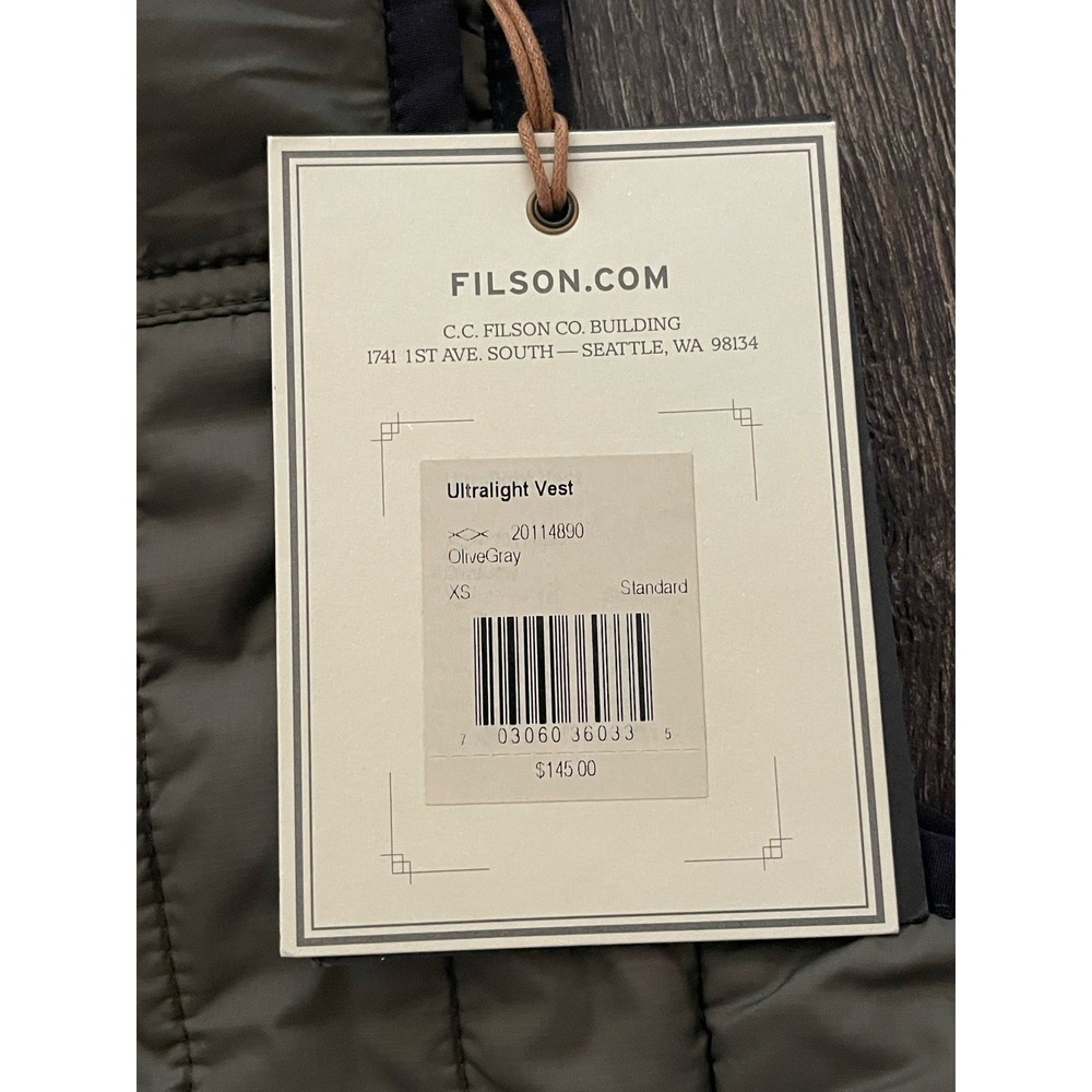 Filson Vest Mens XS Green Full Zip Logo Pockets Ultralight Vest Puffer Coat NWT - Picture 3 of 10